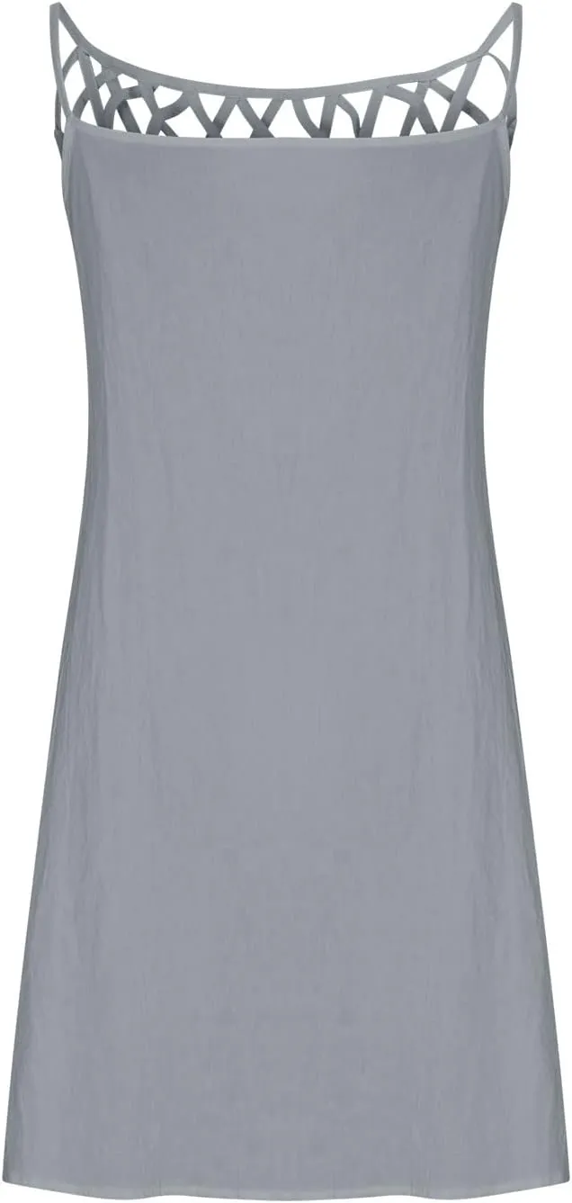 Summer Dresses for Women 2025 Casual Trendy Hollow Out Halter Neck A-line Sundress Beach Vacation Outfits Midi Dress