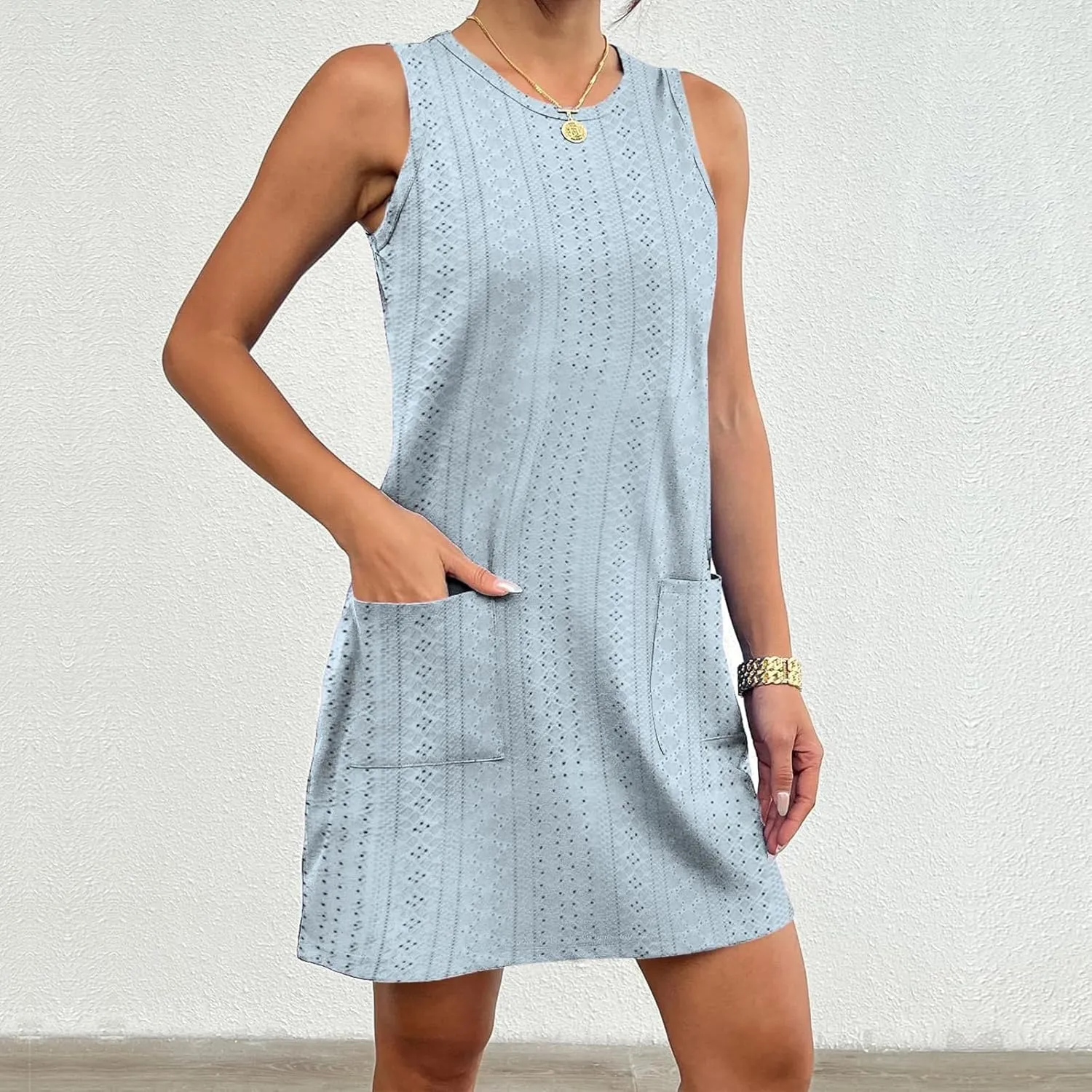 Summer Dresses for Women Sleeveless Sundresses Casual Swing Tank Beach Cover Up Dress Loose T-Shirt Vacation Dresses