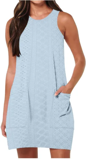 Summer Dresses for Women Sleeveless Sundresses Casual Swing Tank Beach Cover Up Dress Loose T-Shirt Vacation Dresses