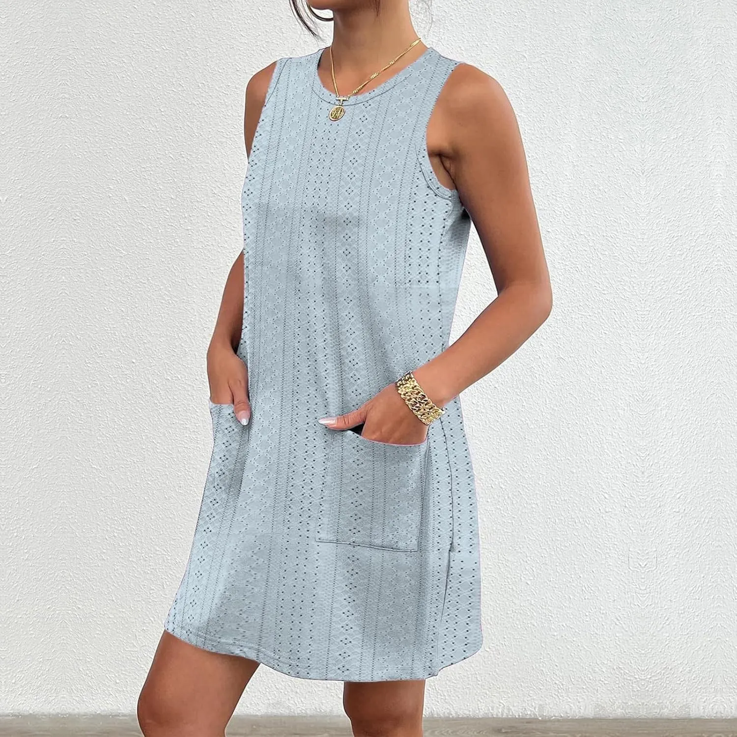 Summer Dresses for Women Sleeveless Sundresses Casual Swing Tank Beach Cover Up Dress Loose T-Shirt Vacation Dresses