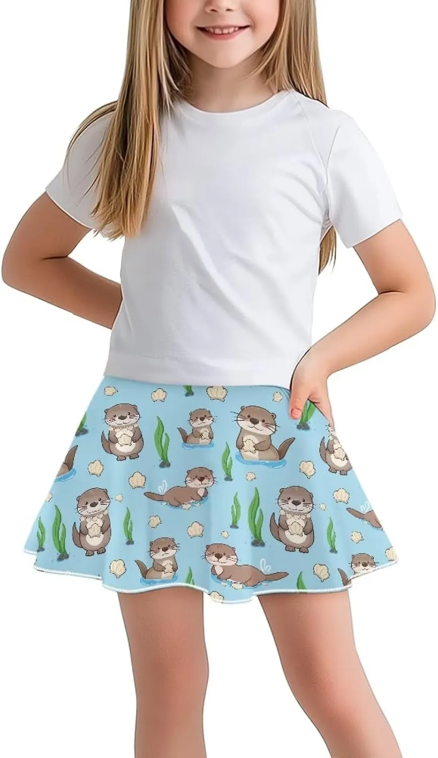 Summer Girls Athletic Skirts Built in Shorts with Pocket Skorts for School/Party 5-14 Years Old