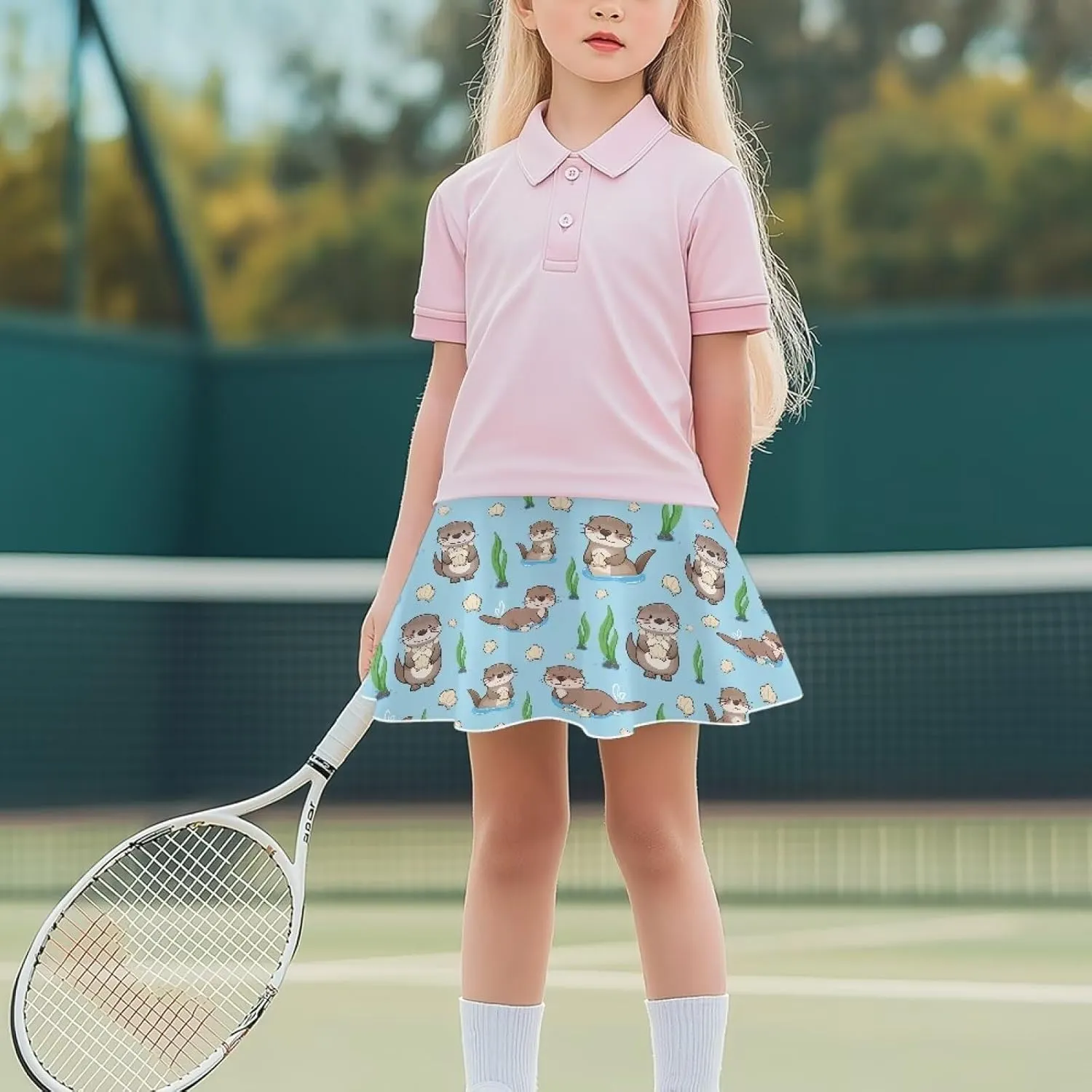 Summer Girls Athletic Skirts Built in Shorts with Pocket Skorts for School/Party 5-14 Years Old