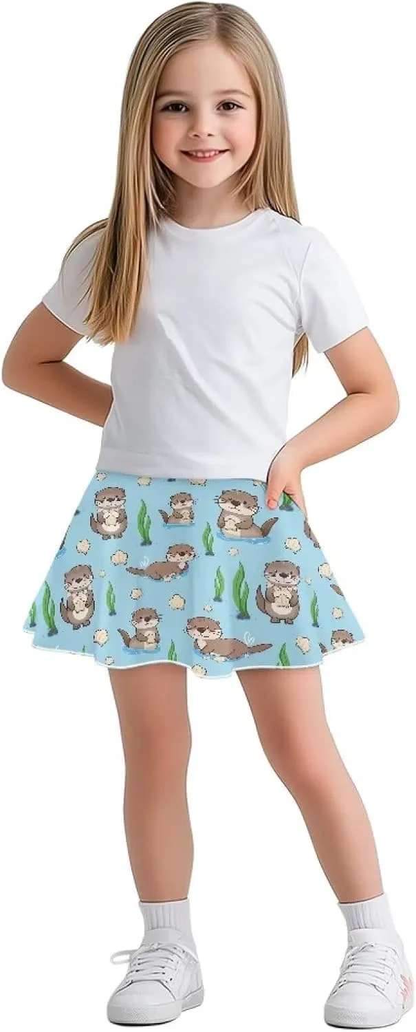 Summer Girls Athletic Skirts Built in Shorts with Pocket Skorts for School/Party 5-14 Years Old