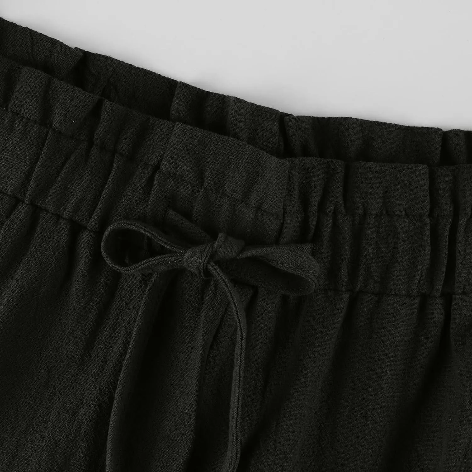 Summer Linen Pants for Women 2025 High Waist Elastic Straight Leg Palazzo Pant Lightweight Flowy Beach Trousers