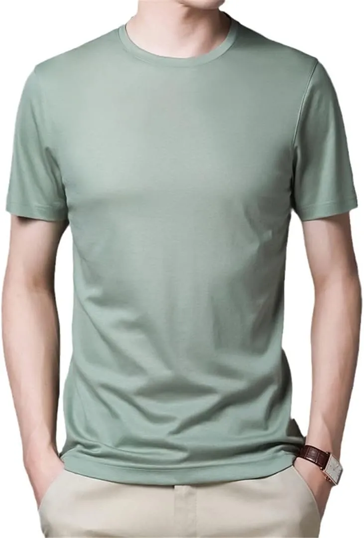 Summer Men's Short Sleeve T-Shirt Crew Neck Top Slim Fit Undershirts