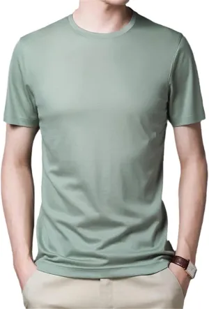 Summer Men's Short Sleeve T-Shirt Crew Neck Top Slim Fit Undershirts