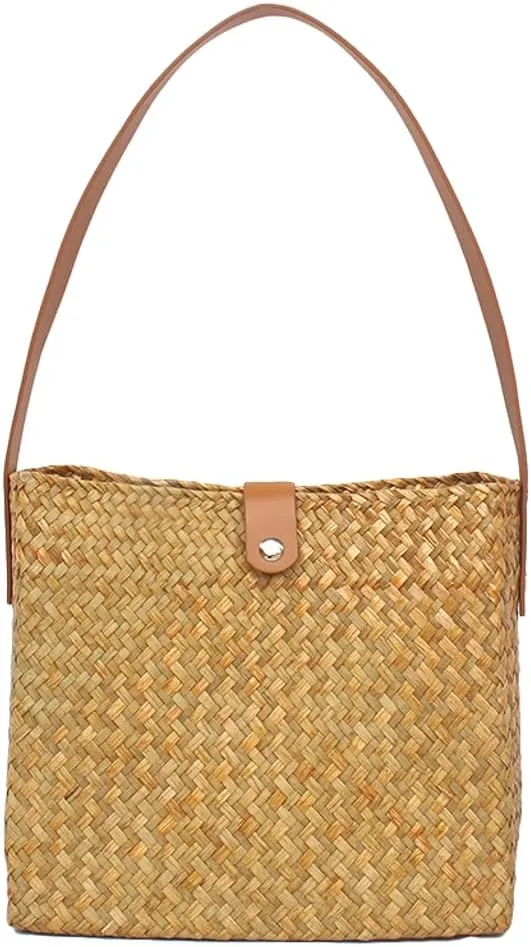 Summer Rattan Hobo Bag for Women 2025 Trendy Beach Clutch Bags Straw Shoulder Handbag Hand-Woven Purse Travel Vacation