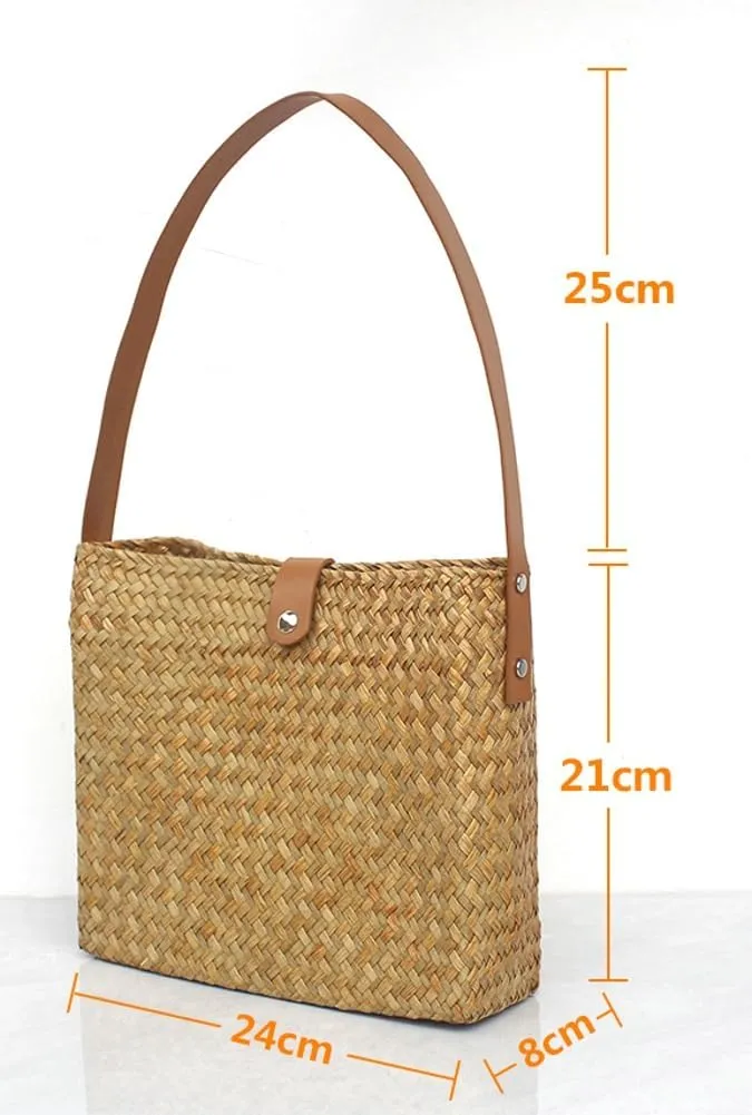 Summer Rattan Hobo Bag for Women 2025 Trendy Beach Clutch Bags Straw Shoulder Handbag Hand-Woven Purse Travel Vacation