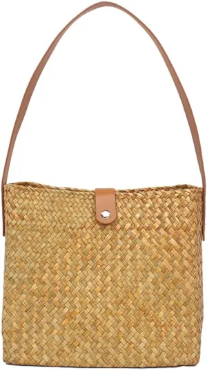 Summer Rattan Hobo Bag for Women 2025 Trendy Beach Clutch Bags Straw Shoulder Handbag Hand-Woven Purse Travel Vacation