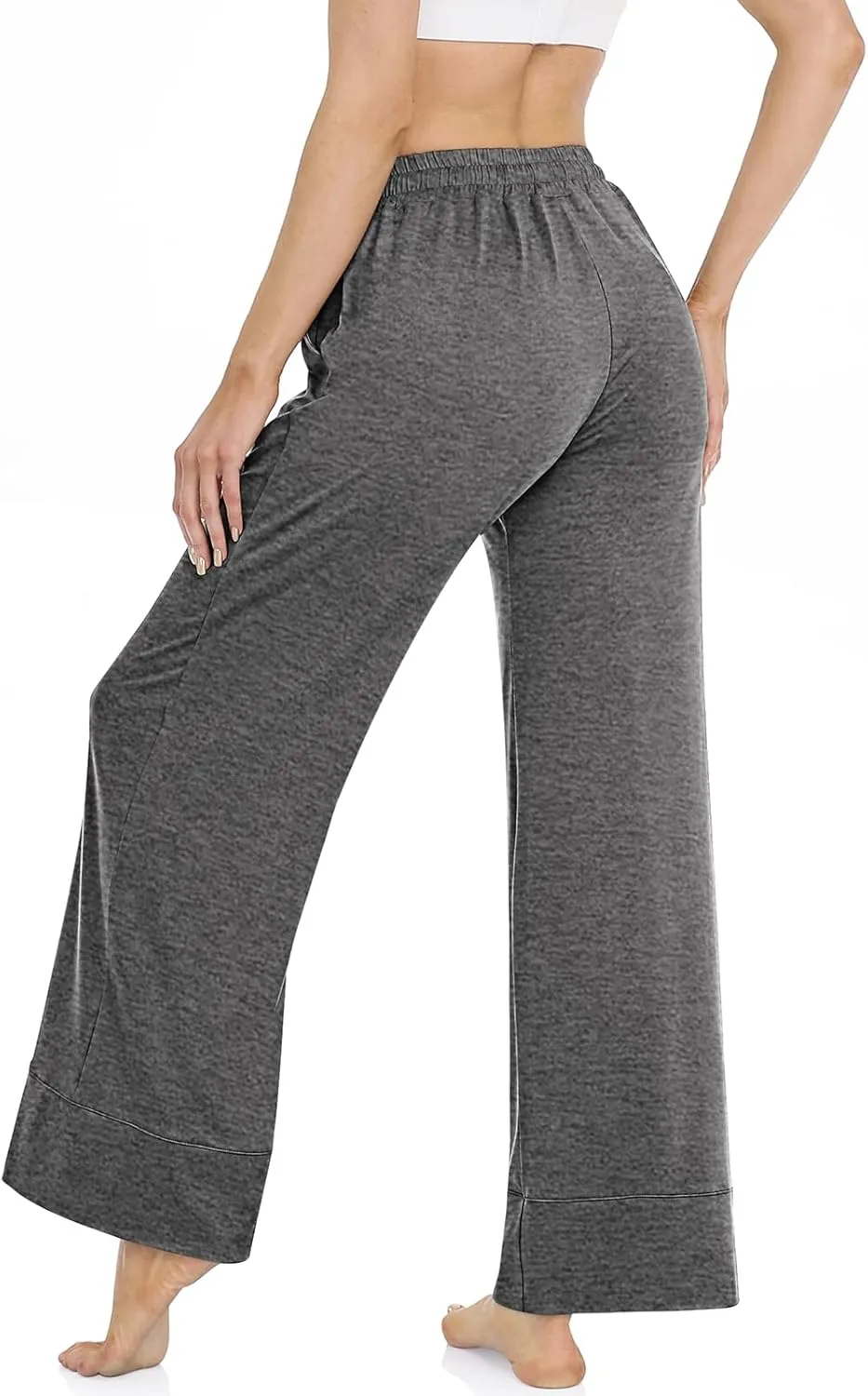 TARSE Wide Leg Yoga Pants for Women Plus Size Palazzo Trousers High Waist Lounge Pajamas Pants Casual Sweatpants with Pockets