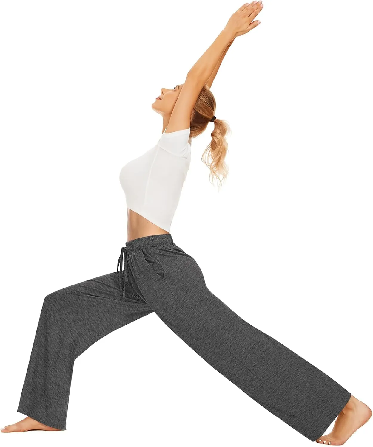 TARSE Wide Leg Yoga Pants for Women Plus Size Palazzo Trousers High Waist Lounge Pajamas Pants Casual Sweatpants with Pockets