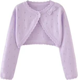 Toddler Girls Cardigan Sweater Bolero Shrug Baby Kids Long Sleeve Cropped Dress Up Button Closure Jacket Tops