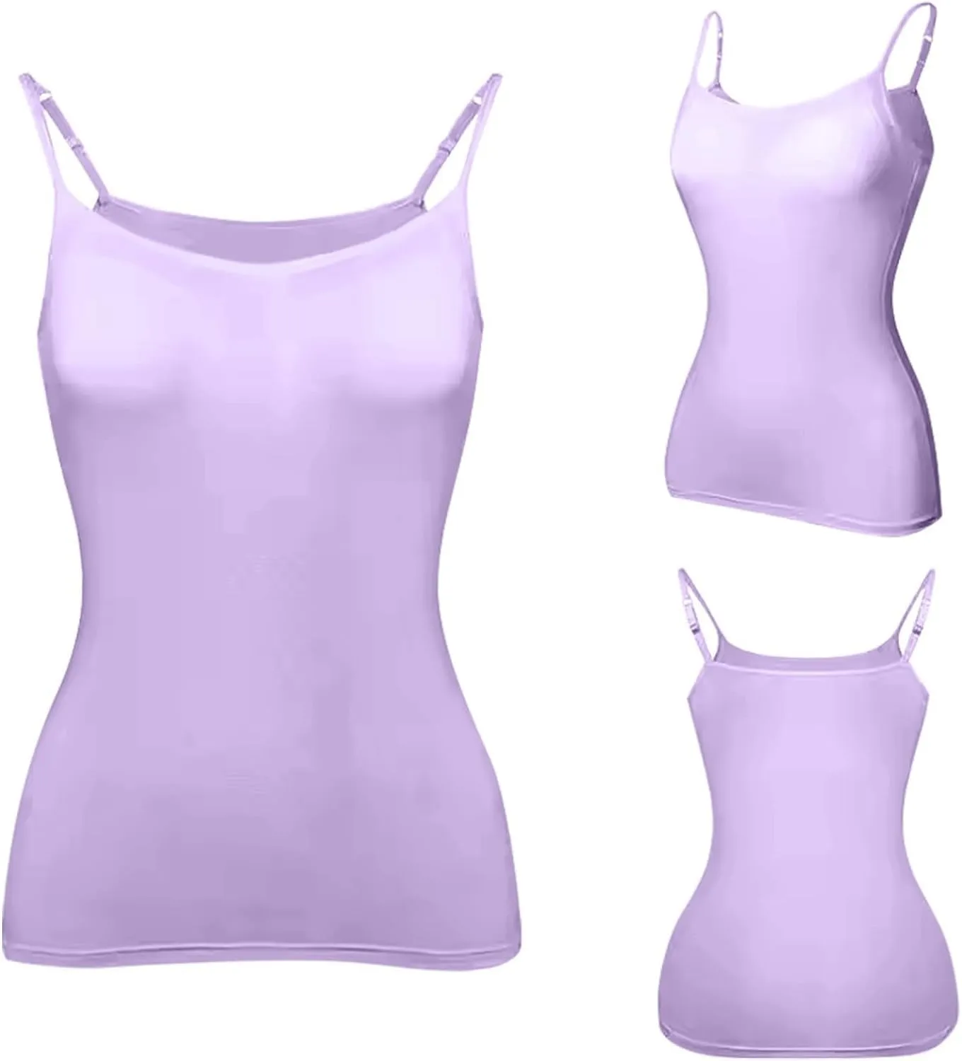 ULLiaN 2pcs Womens Camisole with Shelf Bra Workout Yoga Adjustable Spaghetti Strap Tank Tops Athletic Compression Basic