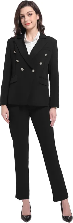 V VOCNI Womens Suits 2 Piece Set Double Breasted Business Office Blazer Work Pants Set Dressy Casual Workwear Outfits