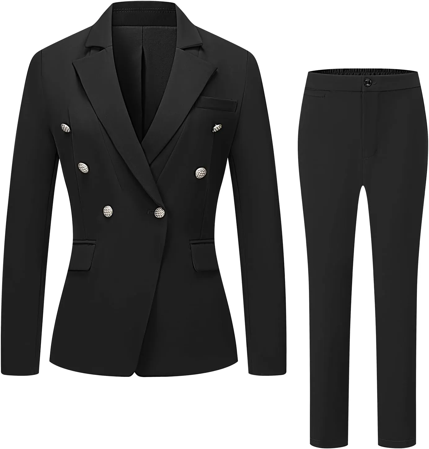 V VOCNI Womens Suits 2 Piece Set Double Breasted Business Office Blazer Work Pants Set Dressy Casual Workwear Outfits