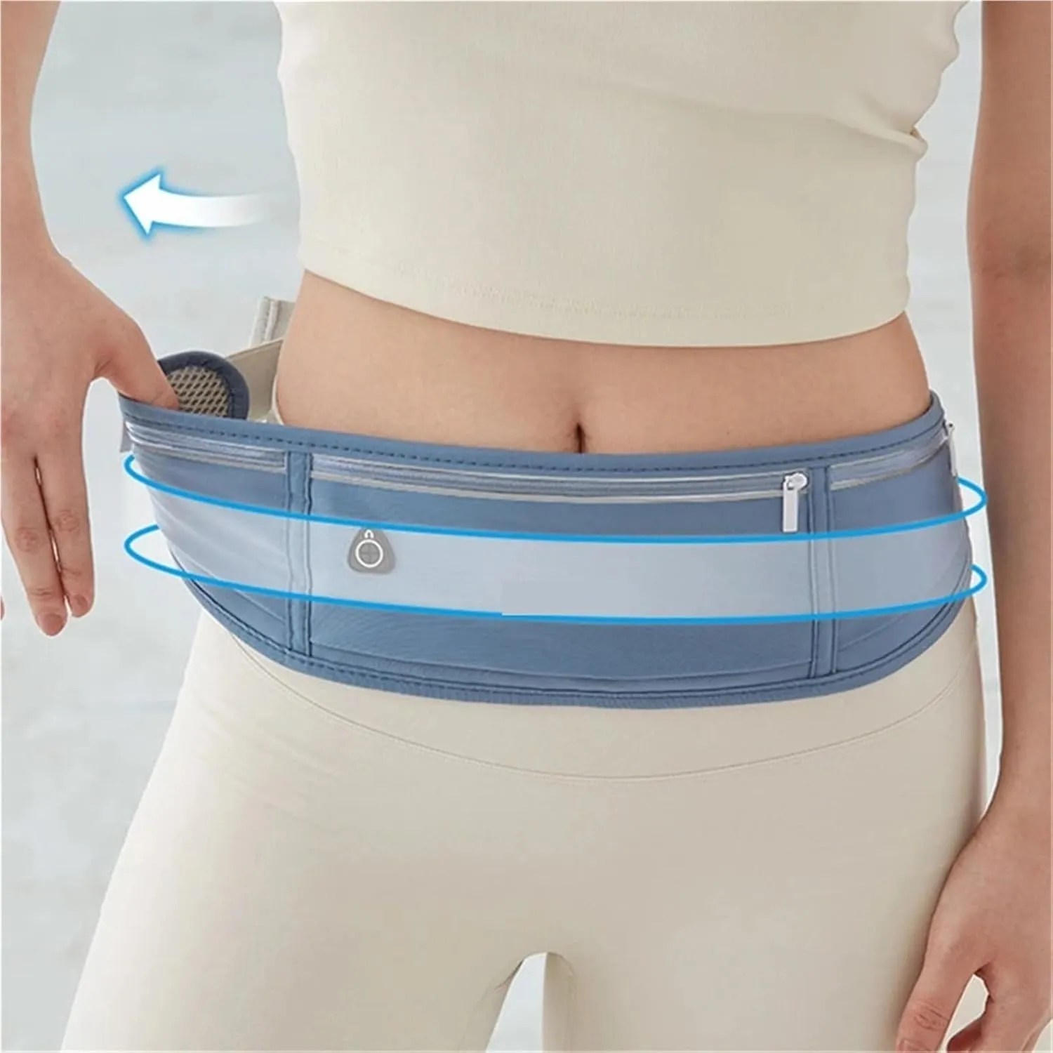 Waist Bag Sports Men Belt Bag Ultra-Thin Waterproof Mini Women Run Light Waist Pouch Anti-theft Waist Packs For Fitness and Running(Blue)