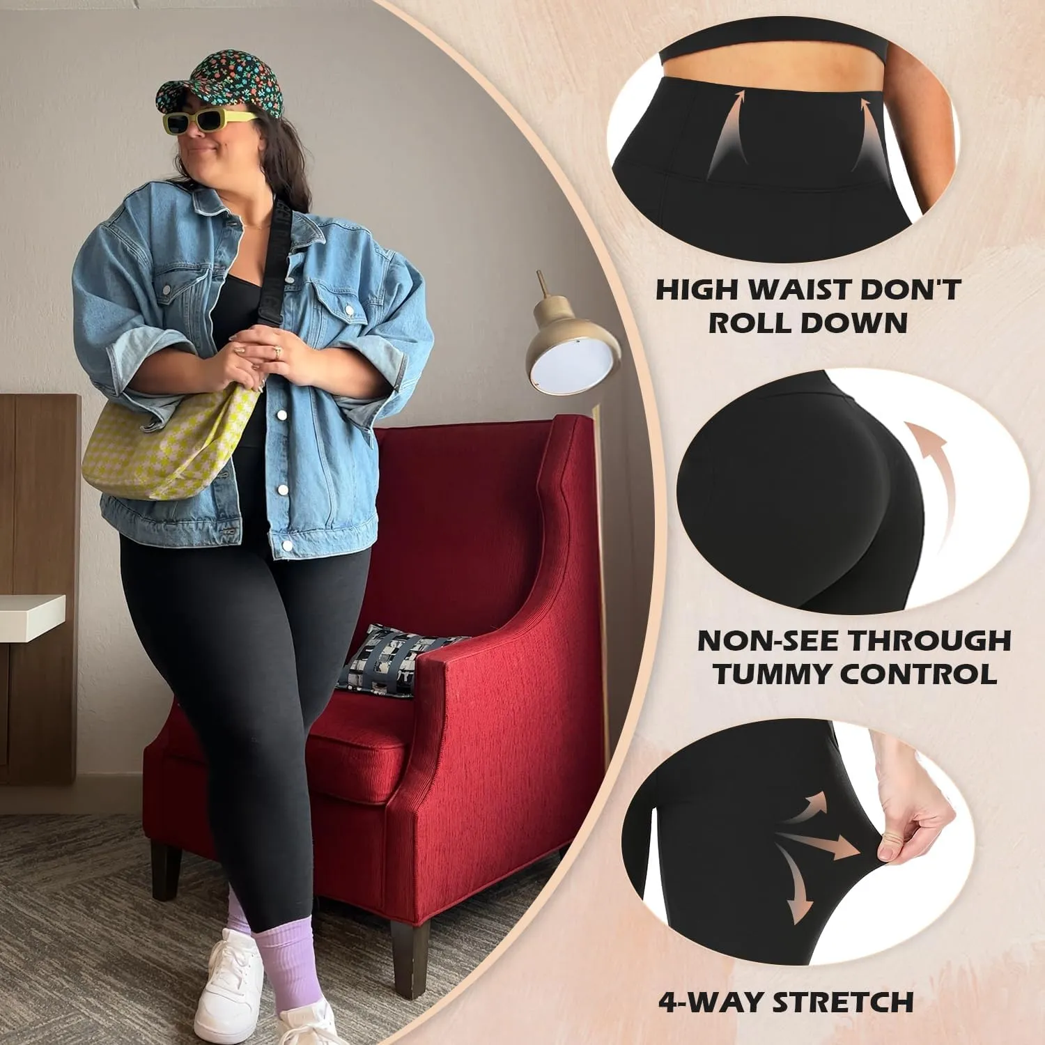 we fleece 3 Pack Plus Size Leggings for Women -Stretchy X-Large-4X Tummy Control High Waist Spandex Workout Yoga Pants