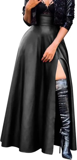 Woman New Sexy Leather Clothes High Split Irregular Skirt Leather Skirt Sexy Skirts for Women