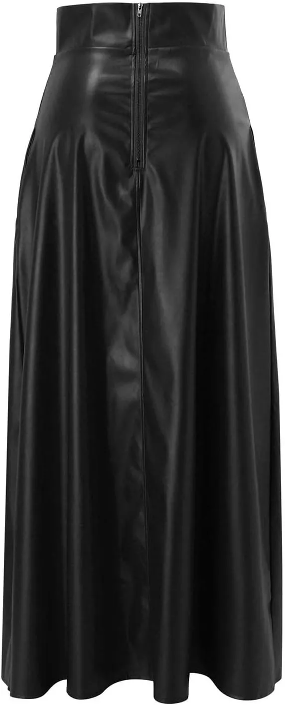 Woman New Sexy Leather Clothes High Split Irregular Skirt Leather Skirt Sexy Skirts for Women