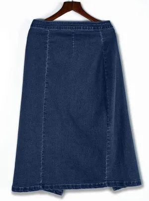 Women Fashion Denim Pencil Skirt High Waisted Blow Knee Blue Jeans Skirts Plus Size Pencil Skirt (Blue, XL)