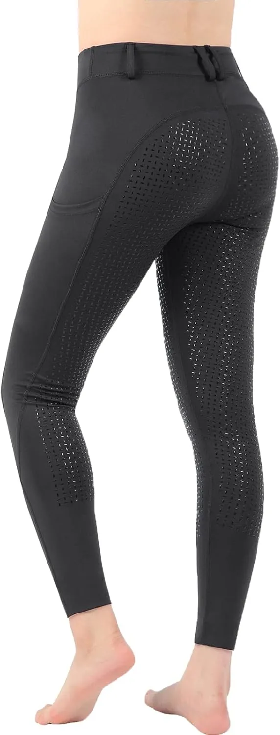 Women Riding Tights Pockets,Women Training Breeches Pants with Silicone Grip