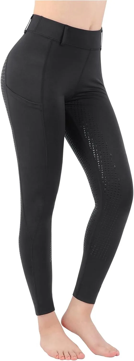 Women Riding Tights Pockets,Women Training Breeches Pants with Silicone Grip