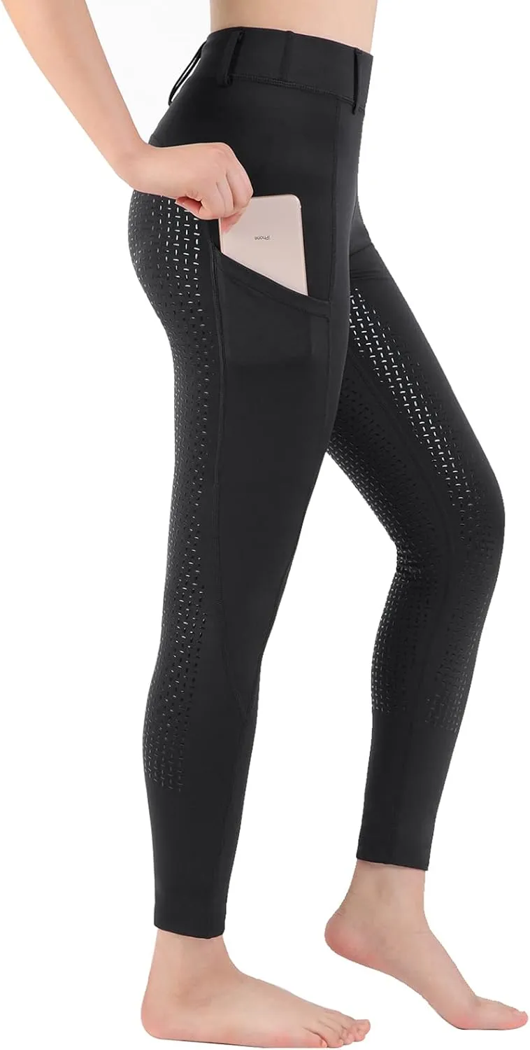 Women Riding Tights Pockets,Women Training Breeches Pants with Silicone Grip