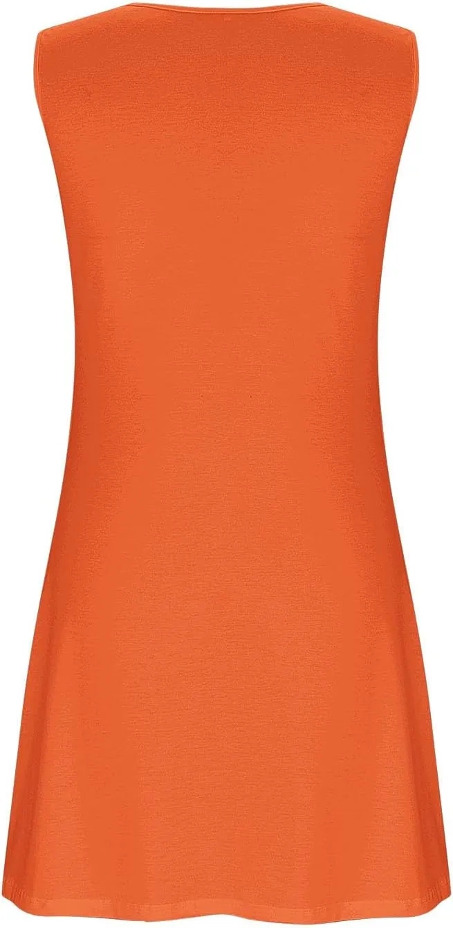 Women Summer Dresses Scoop Neck O-Ring Shoulder Sleeveless Button Tank Sundress 2025 Casual Beach A-Line Mini Dress