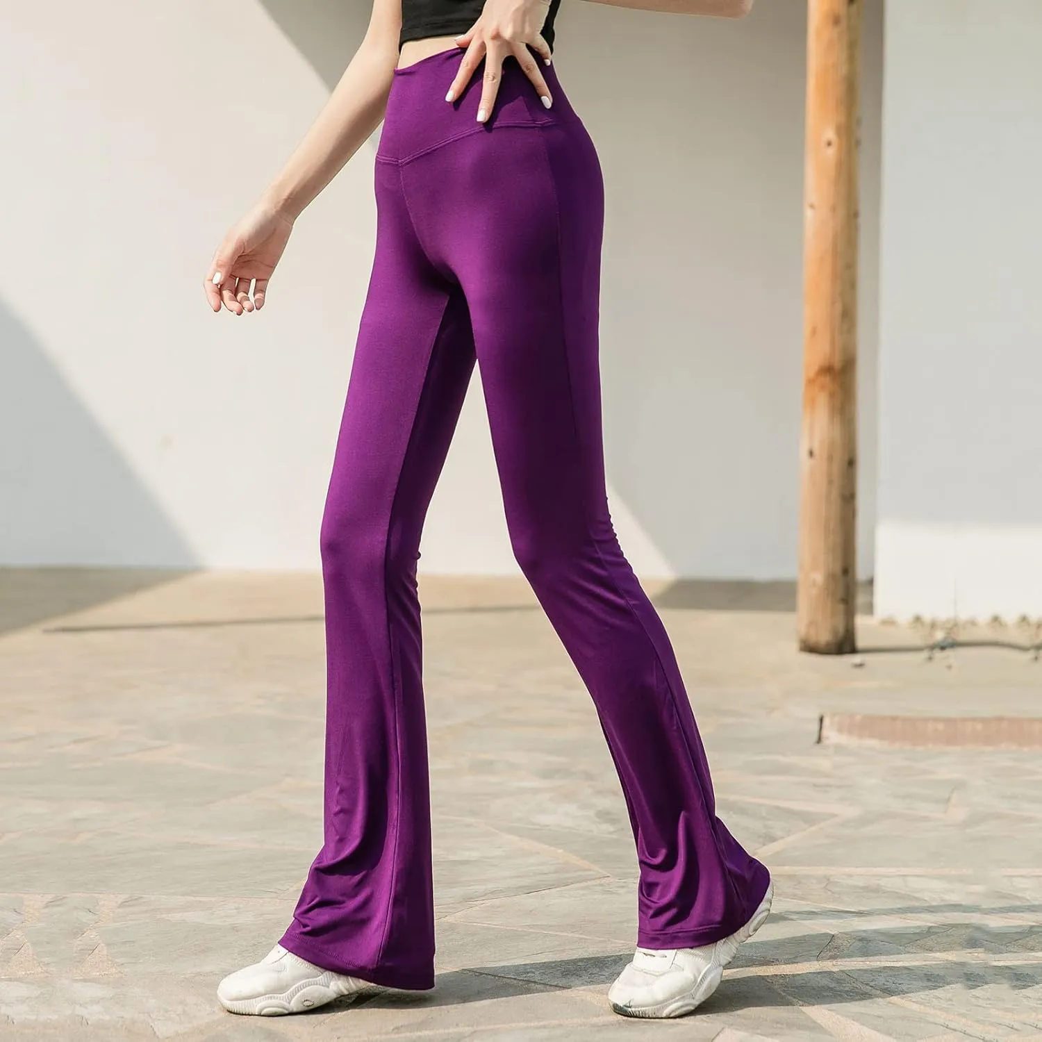 Women Trousers High Elastic High Waist Flared Pant Thin Yoga Physical Fitness Long Sport Pants
