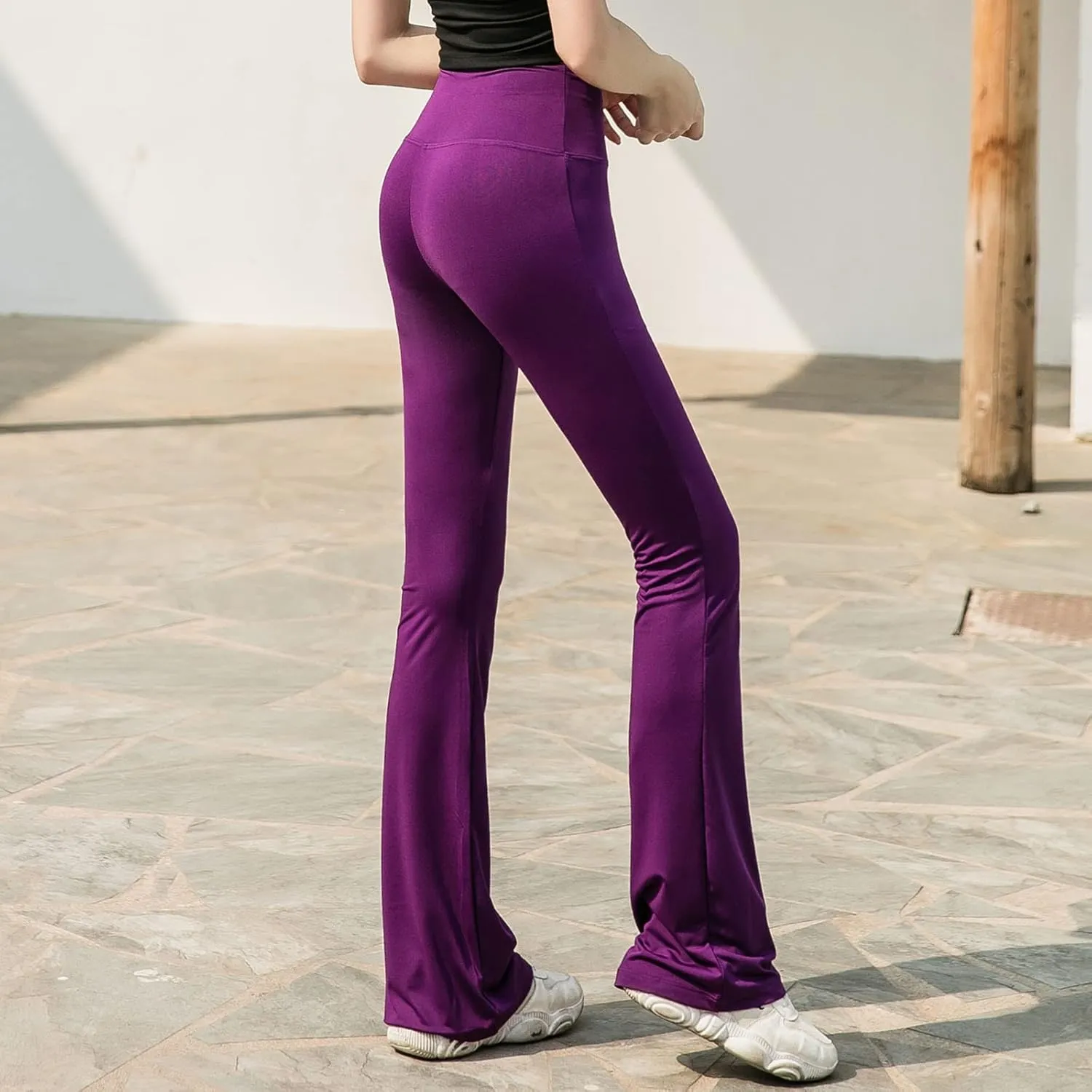 Women Trousers High Elastic High Waist Flared Pant Thin Yoga Physical Fitness Long Sport Pants