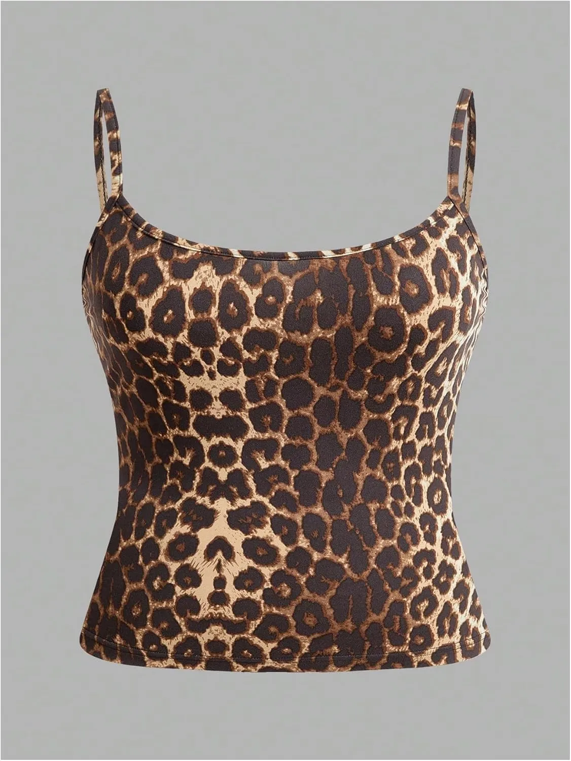 Women's 4 Pcs Plus Size Y2K Leopard Print Cami Crop Tops Spaghetti Strap Camisole Cheetah Tank Top