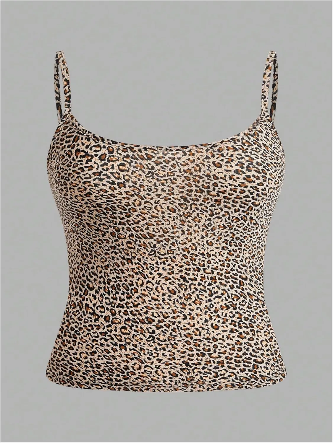 Women's 4 Pcs Plus Size Y2K Leopard Print Cami Crop Tops Spaghetti Strap Camisole Cheetah Tank Top