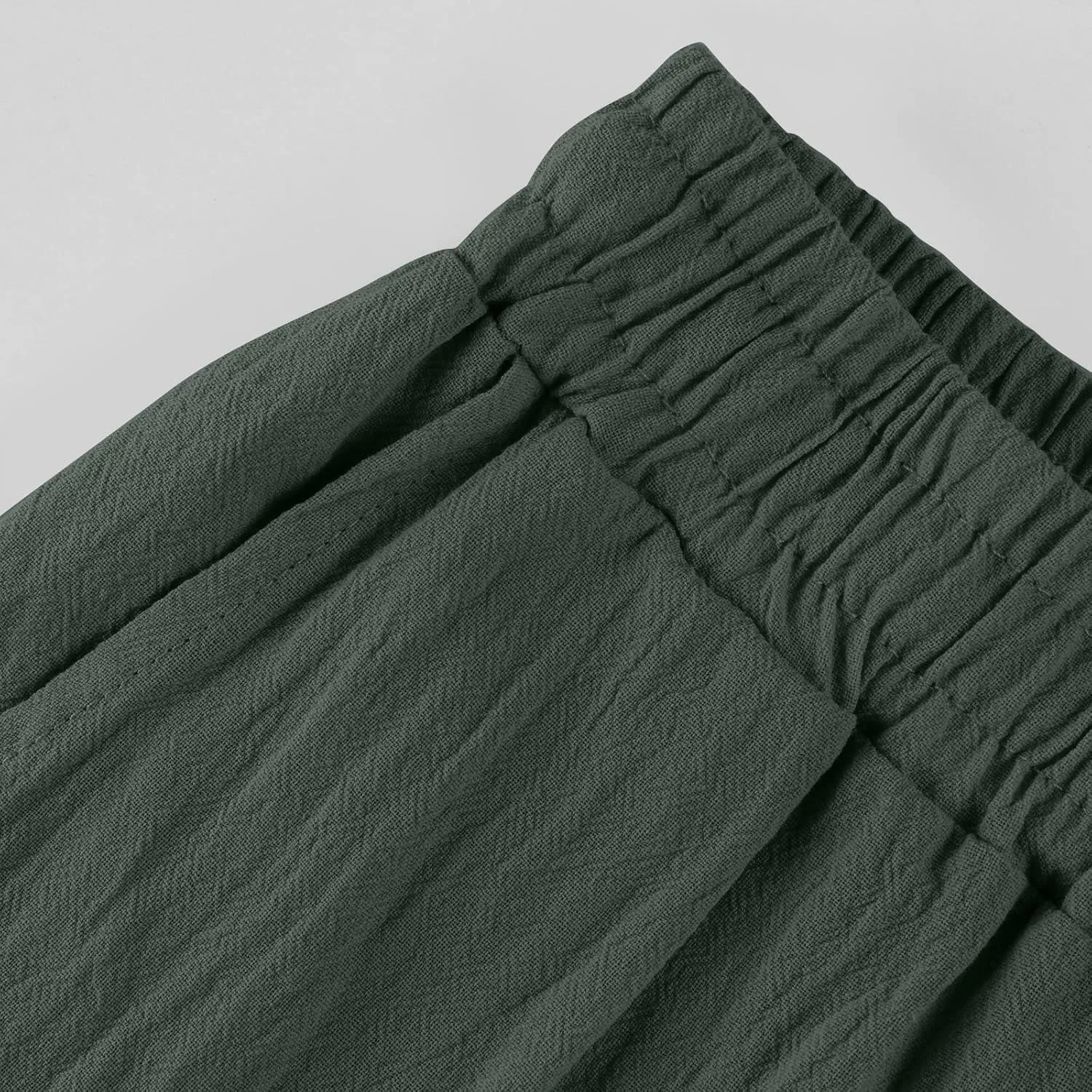 Women's Casual Cotton Linen Pants Drawstring High Waist Loose Fit Summer Pants Lounge Beach Trousers with Pockets