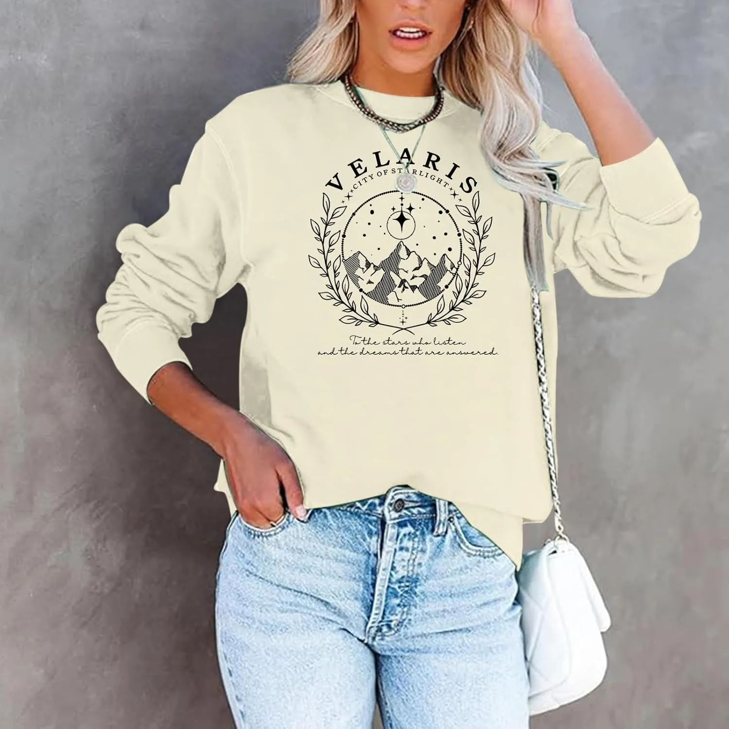 Womens City Of Starlight Night Court Sweatshirt Thorns and Roses Book Lover Gift Shirt Vintage Graphic Pullover Tops
