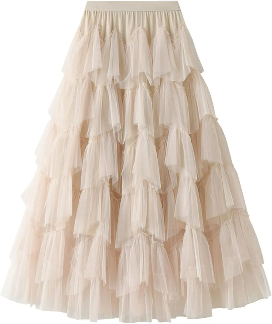 Women's Floral Midi Skirt Layered Heavy Industry Cake Skirts Vintage Irregular Beach Thin Skirt Pleated Cheer
