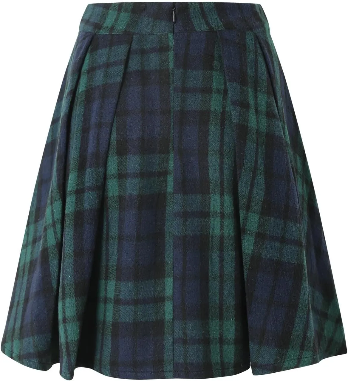 Womens High Waist Plaid Skirt A-line Printed Pleated Flared Midi Skirts Midi Skirt with Back Zipper for Party