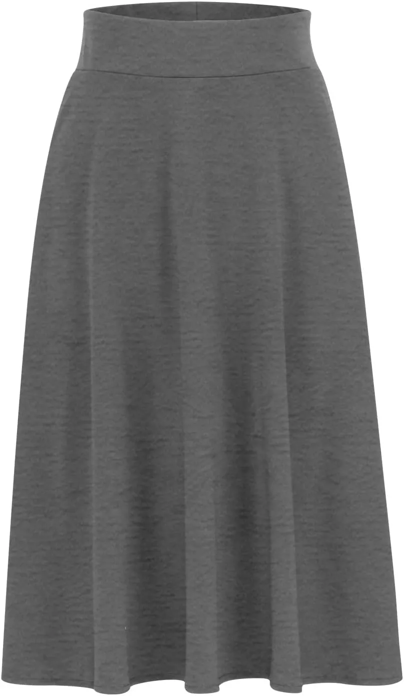 Women's Lightweight A Line Business Skirts High Waisted Comfy Flared Knee Length Skirt Stretch Work Dress