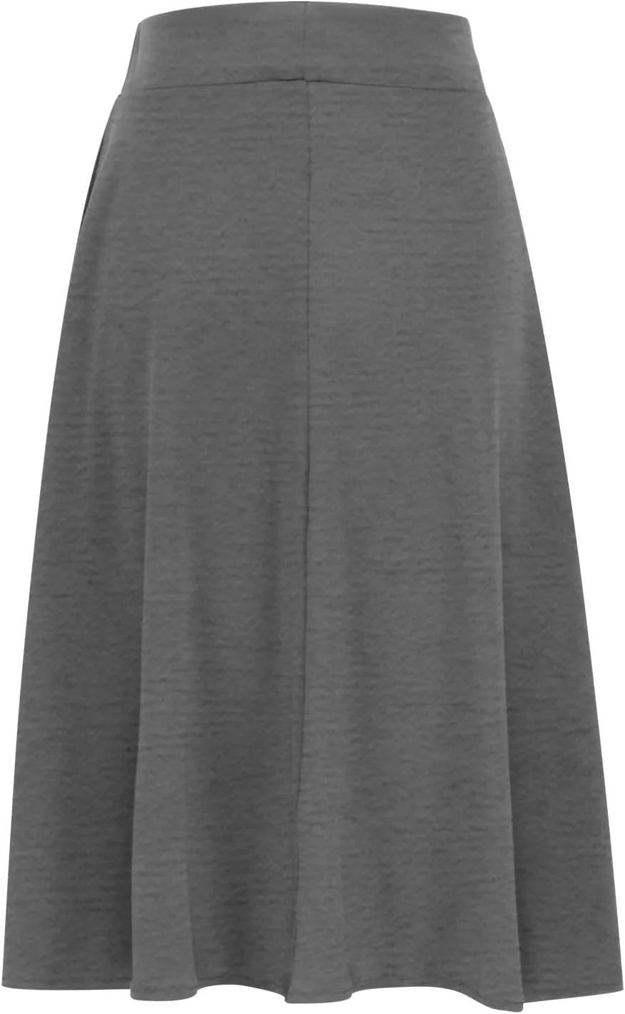 Women's Lightweight A Line Business Skirts High Waisted Comfy Flared Knee Length Skirt Stretch Work Dress