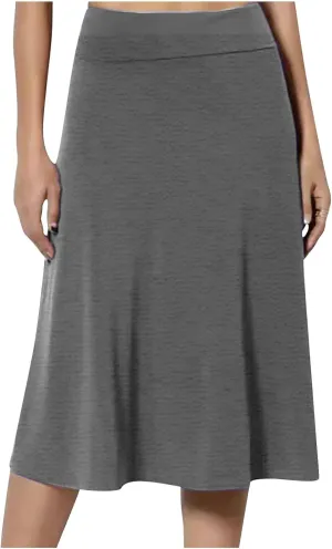 Women's Lightweight A Line Business Skirts High Waisted Comfy Flared Knee Length Skirt Stretch Work Dress