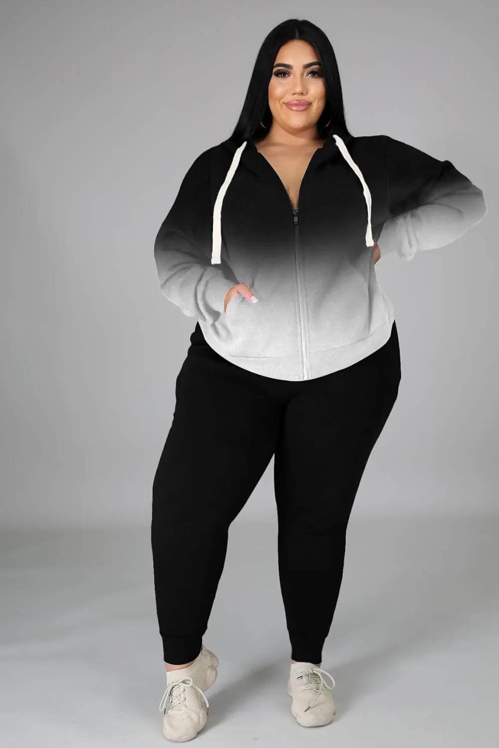 Women's Plus Size Two Piece Outfits Sweatsuits Sets Long Sleeve Loungewear Tracksuit Sets