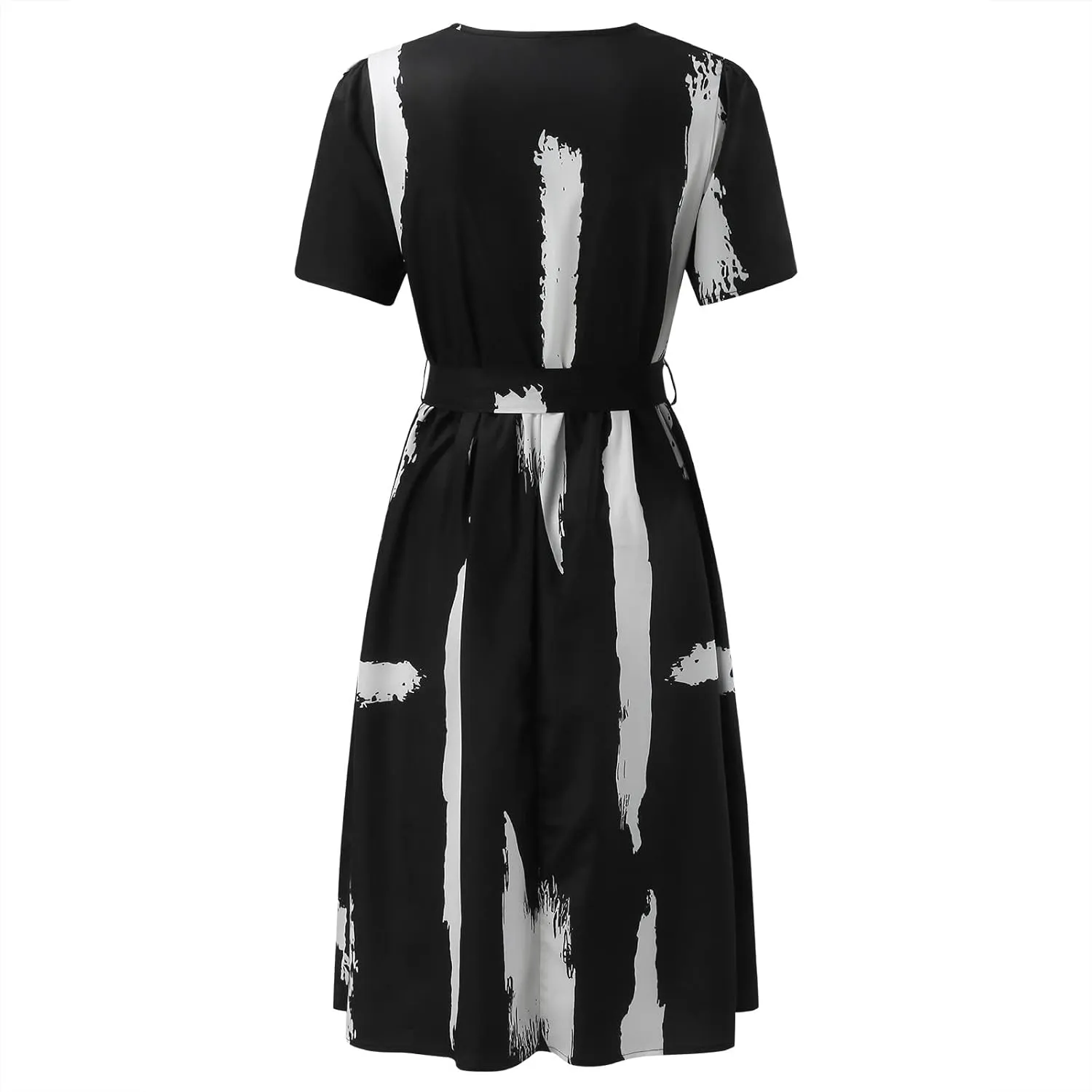 Women's Summer Wrap Maxi Dress Casual Boho Floral V Neck Short Sleeve Dress Flowy Beach Long Dresses Beach Sundress