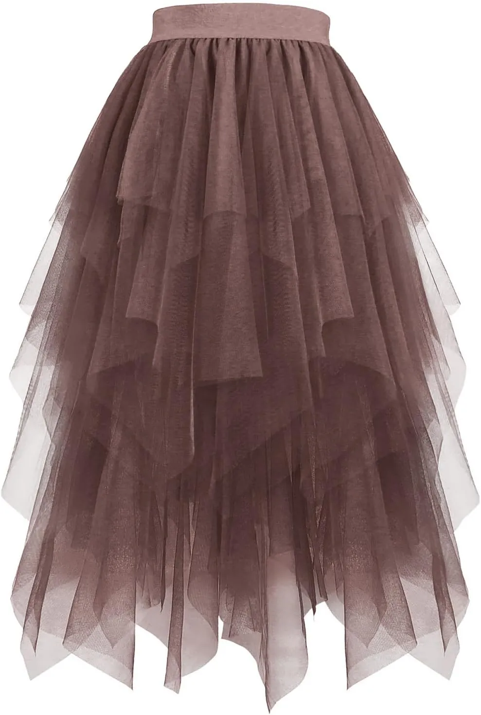 Women's Tulle Skirts High Waisted Puffy Layered Midi Tutu Skirt Ruffle Tiered Fashion Fairy Party Clothes