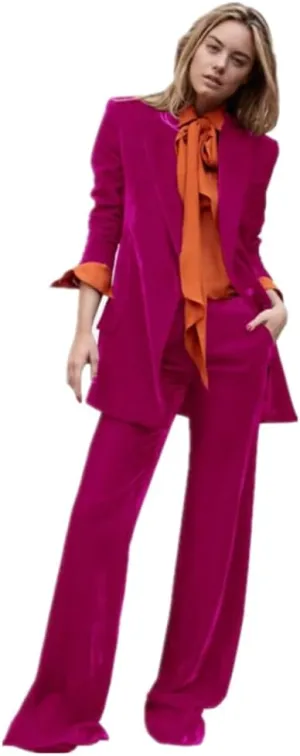 Womens Tuxedo Velvet Blazer Pants Set Dressy for Wedding Guest Buiness Suits for Women Wedding Party Graduation