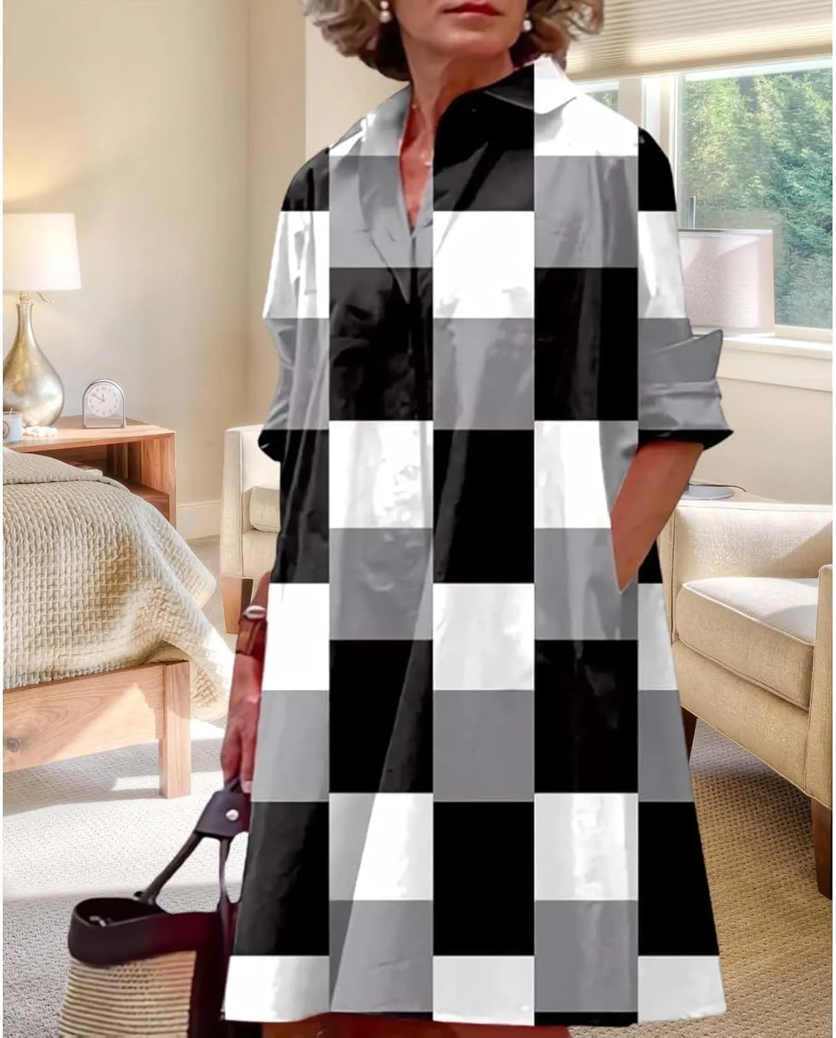Womens Wedding Guest Button Down Dress Plus Size Linen Elegant Maxi Dress Cotton Long Lapel Shirtdress 2025 Swing