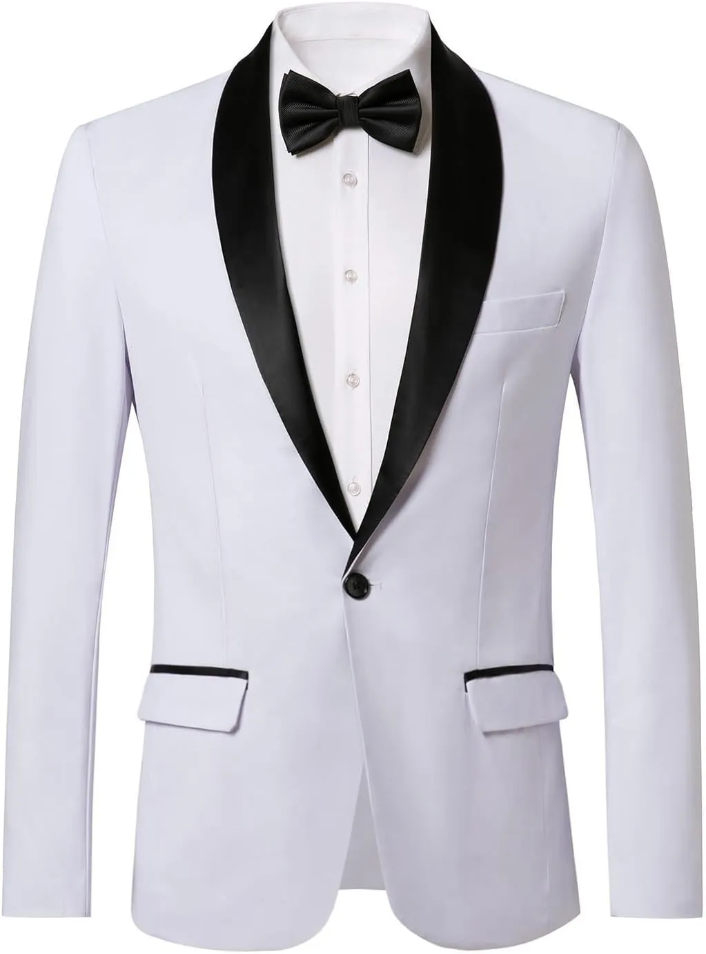 WZIKAI Mens Tuxedo Jacket Slim Fit One Button Solid Blazer Dress Suit for Wedding Prom Dinner Party