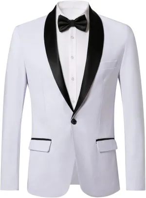 WZIKAI Mens Tuxedo Jacket Slim Fit One Button Solid Blazer Dress Suit for Wedding Prom Dinner Party