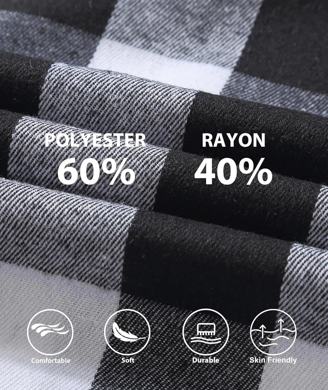 ZITY 3 Pack Men's Flannel Hoodie Shirts Long Sleeve Casual Vintage Button Down Plaid Shirt Jacket with Pocket